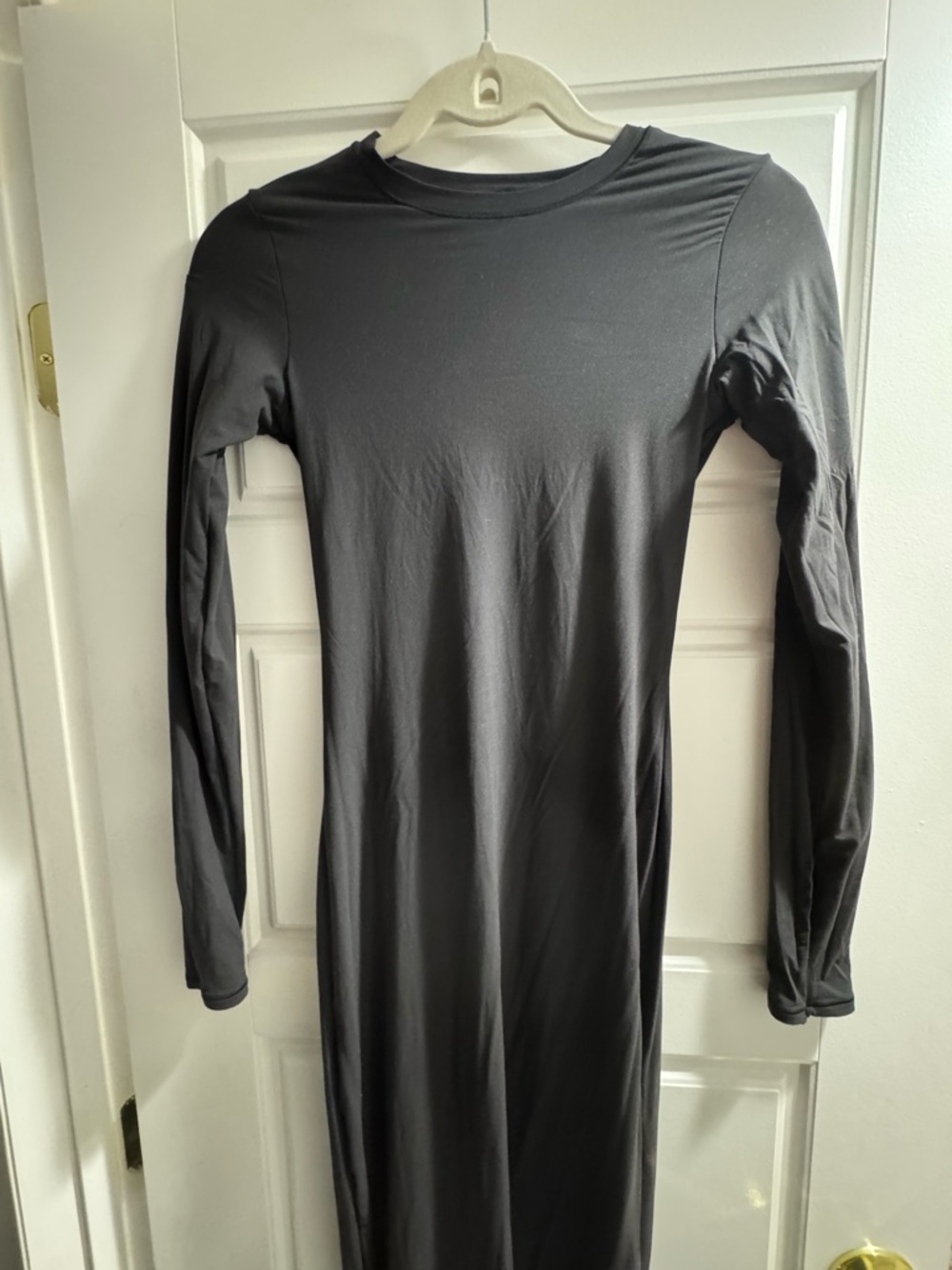 SKIMS Long Sleeve Maxi Dress in onyx black